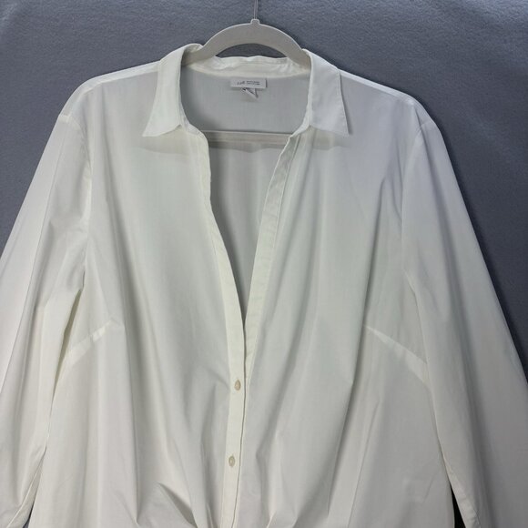 J Jill Long Sleeve WHITE SHIRT COLLECTION Blouse Tie Front XL Casual Work Staple - Picture 2 of 12